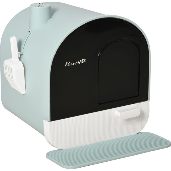 Fortuna Lai Lettiera Con Coperchio Lettiera Per Gatti Fino A 5 Kg, Con Coperchio, Tappetino Per Lettiera, Plastica, Verde, 43X44X47 Cm-image