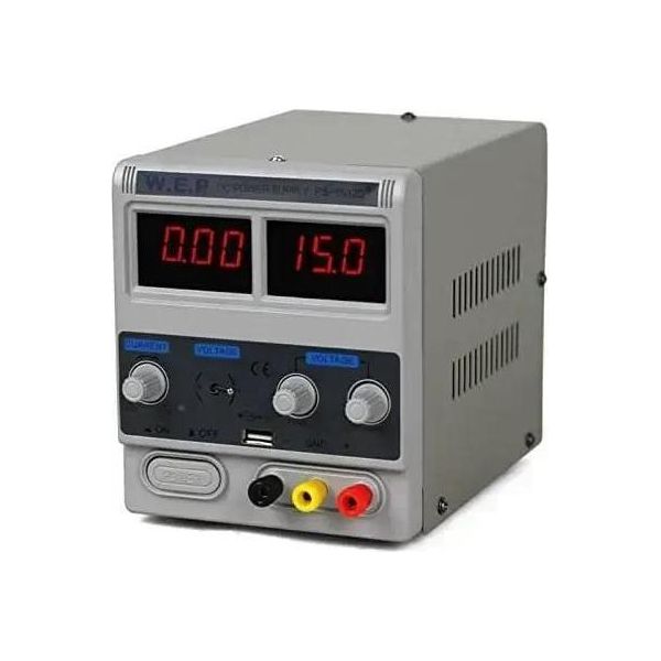Alimentatore Da Laboratorio - Alimentatore Cc Regolabile - Uscita 0-15 V - Display Led E Amperometro - 220-240 V~ 50 Hz - 50 W - Protezione Da Sovracorrente 0,6-2 A - Grigio-image