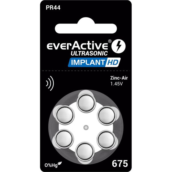 Everactive 675 Batterie Per Apparecchi Acustici Ad Alte Prestazioni In Zinco-Aria 1 Scheda Blister 4 Anni Di Durata Di Conservazione Impianto Blu Hd PR44 - Confezione Da 6-image