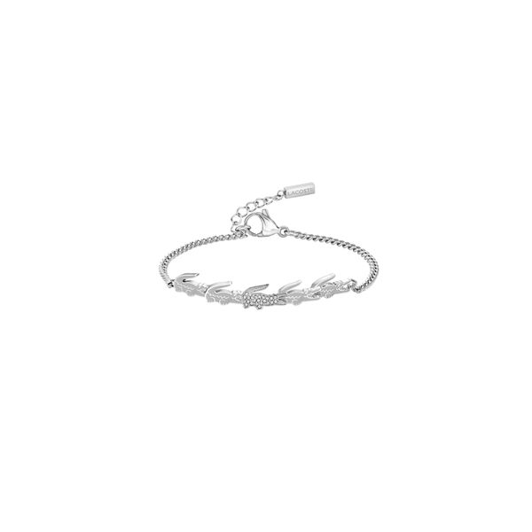 Armkette Lacoste "Crocodile", Silber (Edelstahlfarben, Kristallweiß), ArmbäNder, Damen, 19Cm,Mit Stein, Edelstahl, Armkette, Wahlweise Mit Oder Ohne Stein-image