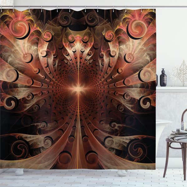 Abakuhaus Tenda Da Doccia Fractal, Sfondo Decorativo Gotico Medievale Araldico - Cavaliere Medievale Stampa Grafica Invecchiata, Tessuto Set Decorativo Per Bagno Con Ganci, 175X240 Cm, Multicolore-image