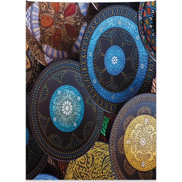 Tappeto Marocchino Abakuhaus, Antichi Luoghi Turistici In Morbido Tessuto Microfibra, Colori Chiari Che Non Sbiadiscono, Lavabile, 110 X 150 Cm, Multicolore-image