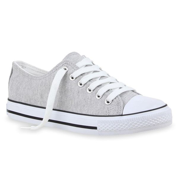 Mytrendshoe Donna Sneaker Basse Cult Scarpe Sportive Leisure Sneakers Allacciate 75565, Colore: Grigio Chiaro, Taglia: 36-image