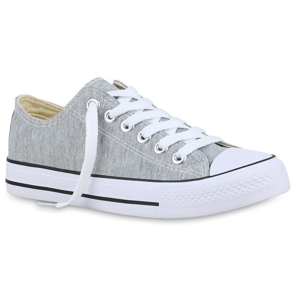 Mytrendshoe Donna Sneaker Bassa Tela Scarpe Da Ginnastica Allacciate Scarpe Casual 826093, Colore: Grigio Chiaro, Taglia: 36-image
