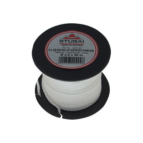 Stubai Cordone Per Piastrelle Ø 2,5 Mm 50 M - Cordone Per Marcatura Bianco, Resistente Agli Agenti Chimici, Su Bobina Di Plastica; Stabilizzato Ai Raggi Uv, Galleggia Sull'acqua, Perfetto Per Allineare Le Piastrelle E Per La Costruzione Di Mattoni E Giardini-image