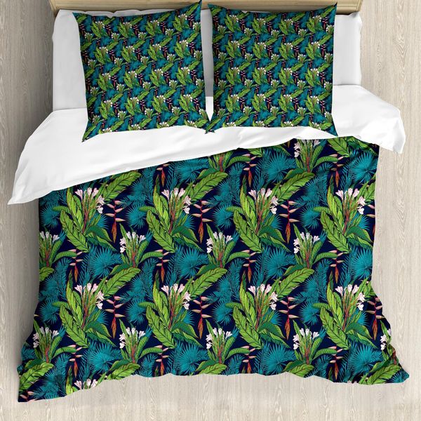 Abakuhaus Copripiumino, Motivo Giungla Tropicale, Antiacaro, Adatto A Chi Soffre Di Allergie, Con Federe, 200 Cm X 200 Cm - 80 X 80 Cm, Multicolore-image