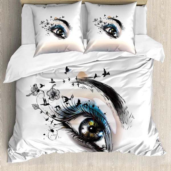 Abakuhaus Copripiumino Wimper, Fantasia Donna, Antiacaro, Adatto A Chi Soffre Di Allergie, Con Federe, 155 Cm X 220 Cm - 80 X 80 Cm, Marrone, Nero, Verde-image