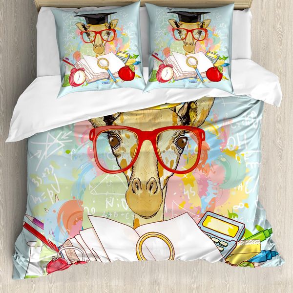 Abakuhaus Copripiumino, Geek Giraffe, Antiacaro, Adatto A Chi Soffre Di Allergie, Con Federe, 200 Cm X 200 Cm - 80 X 80 Cm, Multicolore-image
