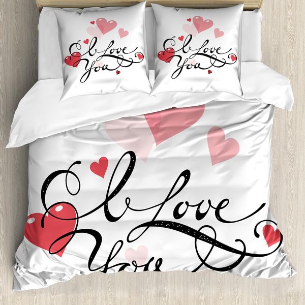 Abakuhaus Ti Amo Copripiumino, Vortici E Cuori, Antiacaro, Adatto A Chi Soffre Di Allergie, Con Federe, 155 Cm X 220 Cm - 80 X 80 Cm, Multicolore-image