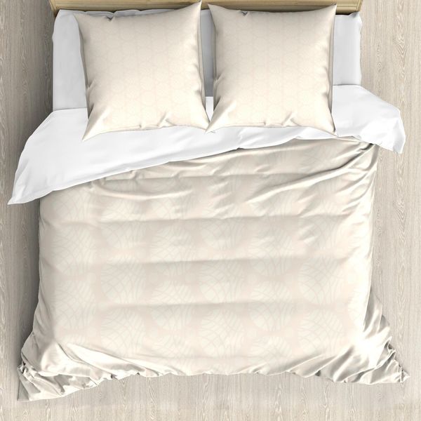 Abakuhaus Set Copripiumino Astratto Per Letti Matrimoniali, Motivo Circolare Minimalista, Antiacaro, Adatto A Chi Soffre Di Allergie, Con Federe, Senape Chiaro Champagne-image