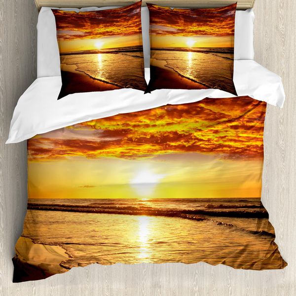Abakuhaus Copripiumino Hawaiano, Spiaggia Sunset , Antiacaro, Adatto A Chi Soffre Di Allergie, Con Federe, 200 Cm X 200 Cm - 80 X 80 Cm, Arancione Scuro Arancione-image