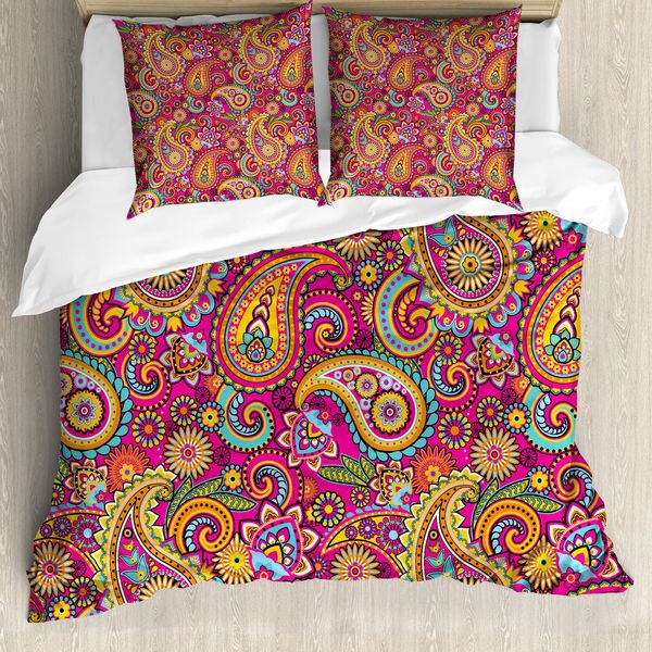Abakuhaus Copripiumino Paisley, Paisley Osten, Antiacaro, Adatto A Chi Soffre Di Allergie, Con Federe, 200 Cm X 200 Cm - 80 X 80 Cm, Multicolore-image