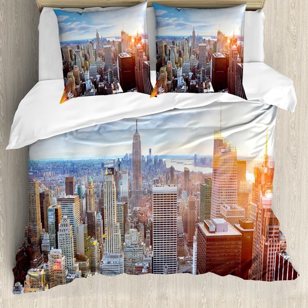 Abakuhaus New York Copripiumino, Quartiere Finanziario, Antiacaro, Adatto A Chi Soffre Di Allergie, Con Federe, 200 Cm X 200 Cm - 80 X 80 Cm, Multicolore-image