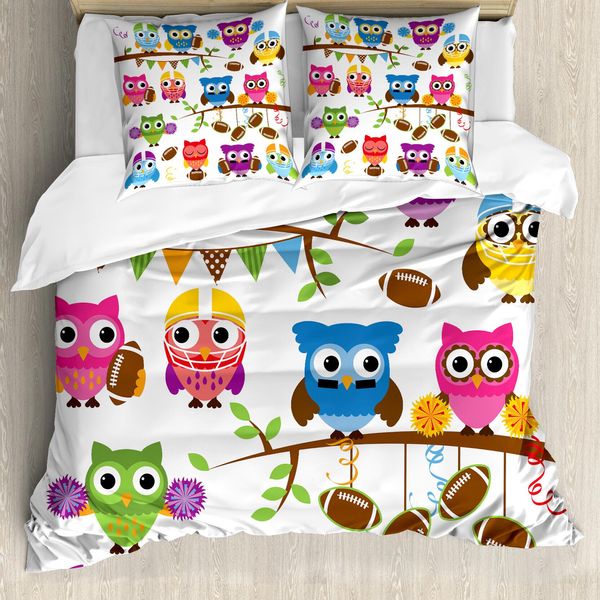 Abakuhaus Copripiumino Gufi, Cheerleader Liga Team, Antiacaro, Adatto A Chi Soffre Di Allergie, Con Federe, 200 Cm X 200 Cm - 80 X 80 Cm, Multicolore-image