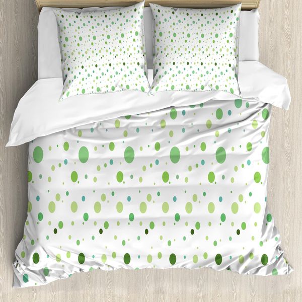 Abakuhaus Set Copripiumino Per Letti Matrimoniali, Pois Verde, Antiacaro, Adatto A Chi Soffre Di Allergie, Con Federe, Verde Pistacchio, Verde Felce-image