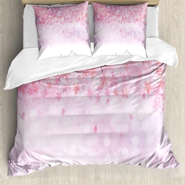 Abakuhaus Copripiumino Rosa Pallido, Sakura Bloom Con Roselline, Antiacaro, Adatto A Chi Soffre Di Allergie, Con Federe, 200 Cm X 200 Cm - 80 X 80 Cm, Rosa Pallido Bianco-image