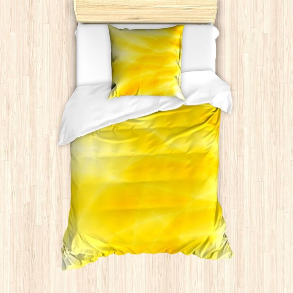 Abakuhaus Set Copripiumino Giallo, Motivo Astratto Con Diversi Raggi Di Sole Estivi E Ombre Di Vario Tipo, 135 X 200 Cm + 80 X 80 Cm, Giallo-image