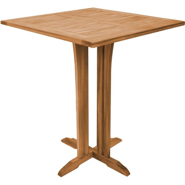Tavolo Bar Design Teako Lucca Angolare 90X90 Cm, In Legno Massiccio, Resistente Alle Intemperie, Tavolo Alto Per Interni Ed Esterni-image