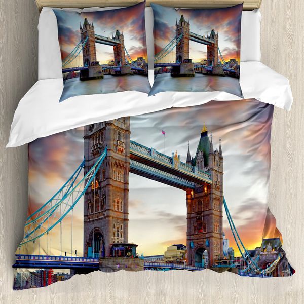Abakuhaus London Copripiumino, Tower Bridge Storico, Antiacaro, Adatto A Chi Soffre Di Allergie, Con Federe, 200 Cm X 200 Cm - 80 X 80 Cm, Multicolore-image