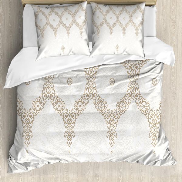 Abakuhaus Copripiumino Marocchino, Eastern Element Crema, Antiacaro, Adatto A Chi Soffre Di Allergie, Con Federe, 200 Cm X 200 Cm - 80 X 80 Cm, Bianco Umbra Cammello-image