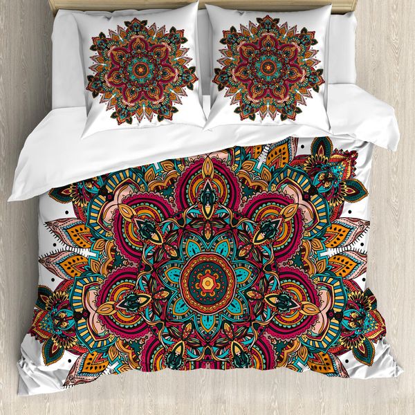 Abakuhaus Copripiumino Mandala, Fantasia, Antiacaro, Adatto A Chi Soffre Di Allergie, Con Federe, 200 Cm X 200 Cm - 80 X 80 Cm, Multicolore-image