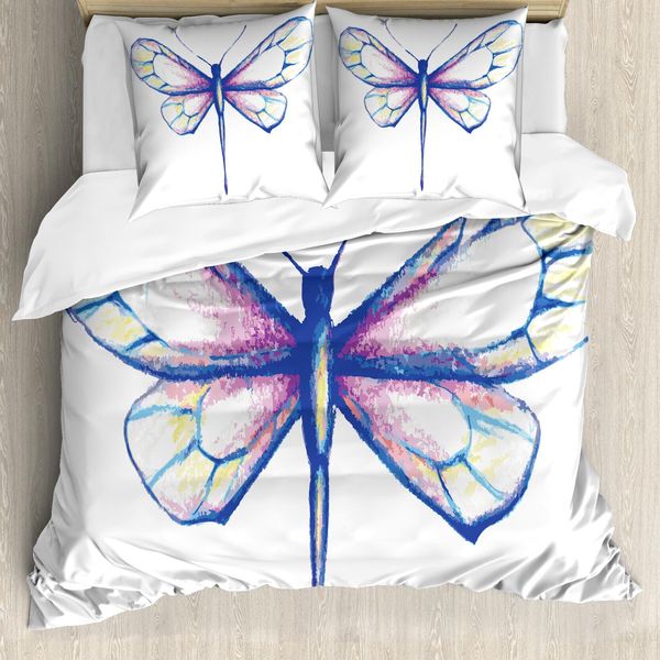 Abakuhaus Copripiumino Libelle, Disegno Farfalle, Antiacaro, Adatto A Chi Soffre Di Allergie, Con Federe, 200 Cm X 200 Cm - 80 X 80 Cm, Violet Blue-image