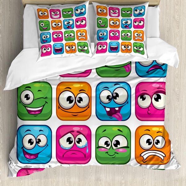 Abakuhaus Copripiumino Divertente, Cartoon Monster Comic, Antiacaro, Adatto A Chi Soffre Di Allergie, Con Federe, 155 Cm X 220 Cm - 80 X 80 Cm, Multicolore-image