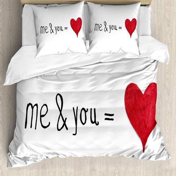 Abakuhaus Set Copripiumino Liebe, Ich Und Du Gleich Uns Alles Meine Welt Beziehung Eros Pfeil Kunstvoll Druck, 155 X 220 Cm + 80 X 80 Cm, Rosso, Nero, Bianco-image