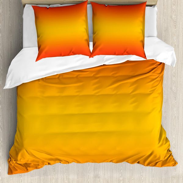 Abakuhaus Copripiumino Ombre, Tema Tropical Summer, Antiacaro, Adatto A Chi Soffre Di Allergie, Con Federe, 155 Cm X 220 Cm - 80 X 80 Cm, Arancione Giallo-image
