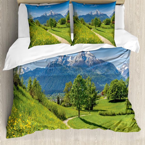 Abakuhaus Copripiumino Berg, Paesaggio Primaverile Nelle Alpi, Antiacaro, Adatto A Chi Soffre Di Allergie, Con Federe, 200 Cm X 200 Cm - 80 X 80 Cm, Multicolore-image