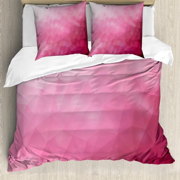 Abakuhaus Set Copripiumino Moderno, Sfumature Astratte Di Rosa Con Effetto Frammentato, 155 X 220 Cm + 80 X 80 Cm, Magenta Fucsia-image