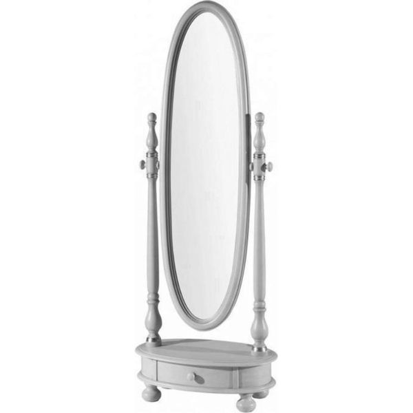 Casa Padrino Specchio Barocco Grigio Chiaro / Argento 62 X 37 X H. 169 Cm - Specchio Da Camera Ovale Con Cassetto - Qualità Lussuosa - Italy-image