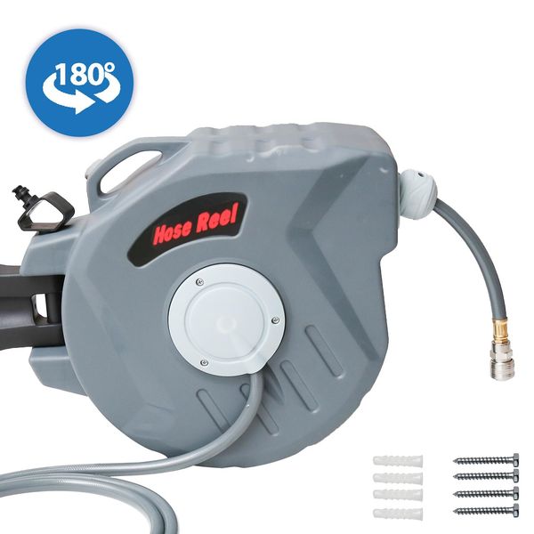 Avvolgitore Di Tubi Per Aria Compressa Karpalavvolgitore Di Tubi Per Aria Compressa Da 20 M In Tessuto Pvc Tubo Per Aria Compressa Con Attacco Rapido Da 1/4" Arresto Del Tubo 2M Automatico"-image