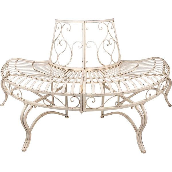 Panchina Da Giardino Clayre & Eef 139X49X78 Cm In Ferro Bianco-image