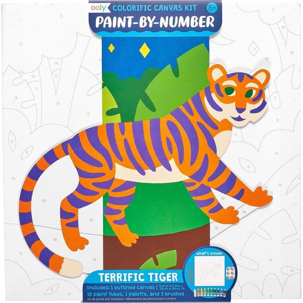 Ooly Set Di Tele Per Dipingere Con I Numeri - Kit Creativo Della Tigre Formidabile-image