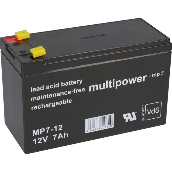 Batteria Al Piombo Multipower MP7-12 Pb 12V / 7Ah Vds, Faston 4,8 Mm-image