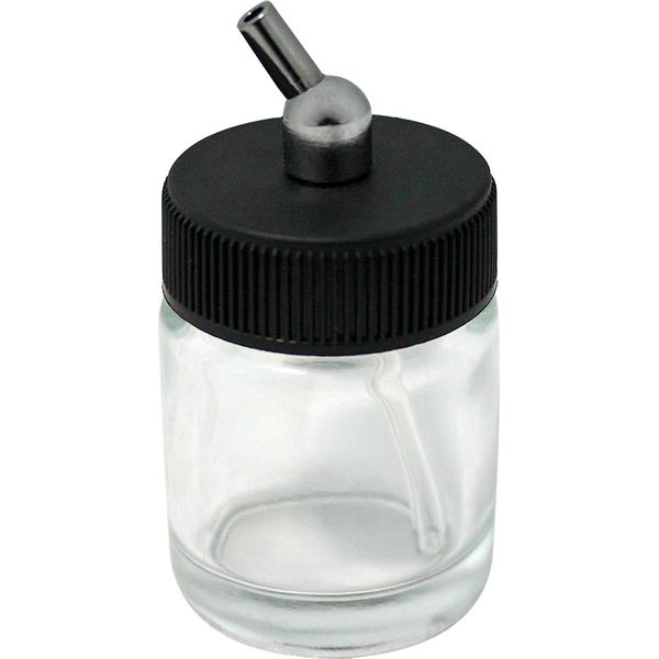 Tazza Di Vernice Wiltec Per Pistola Ad Aerografo, 36 X 36 X 68 Mm, Contenitore Di Vernice In Vetro Con Coperchio 22 Cm³, Sistema Di Aspirazione, Variante 2, Ricambio Per Aerografo-image