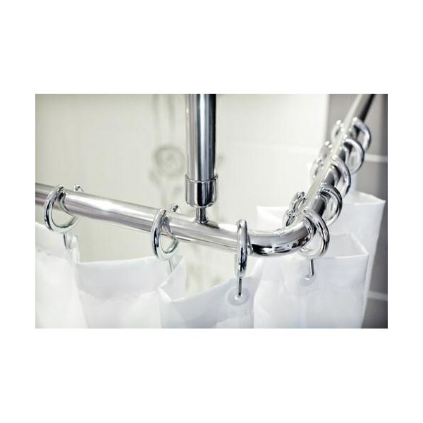 Staffa A Soffitto In Alluminio Argento Lucido Senza Barriere, Lunga 120 Cm! Per Barra Angolare-image