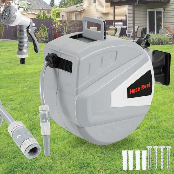 Jopassy Avvolgitubo Avvolgitubo Da Parete Con Supporto A Muro Da 3/4" Di Pollice 20 M Con 9 Ugelli Per Tubo Da Giardino"-image