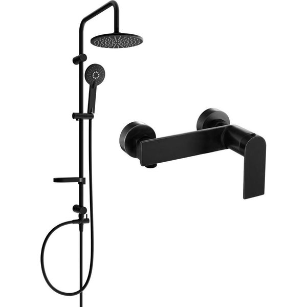 Mexen Carl Set Doccia Esterno Con Soffione E Miscelatore Doccia Zero, Nero - 71140240-70-image