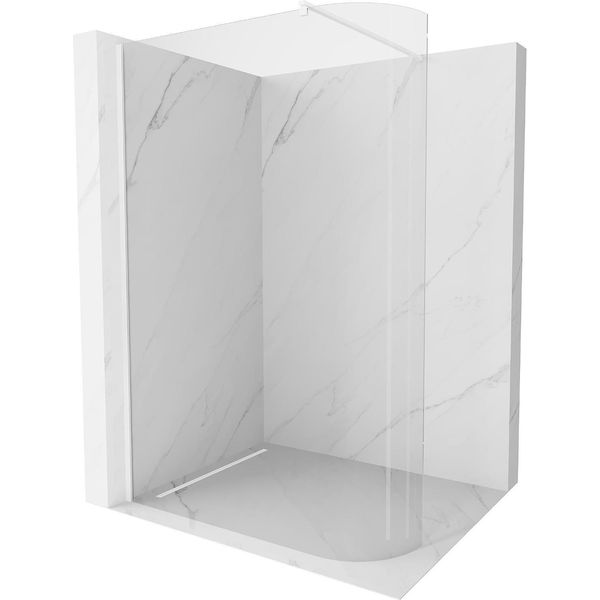 Mexen Kioto-R Parete Doccia Arrotondata Walk-In 160 X 200 Cm, Trasparente 8 Mm, Bianca - 800-160-101-20-06-image