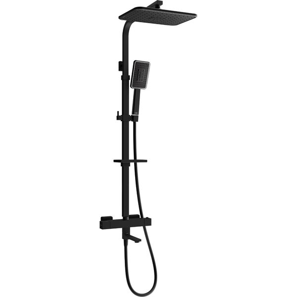 Mexen CQ54 Set Da Vasca-Doccia Con Soffione E Rubinetto Termostatico, Nero/Cromo - 779105495-71-image