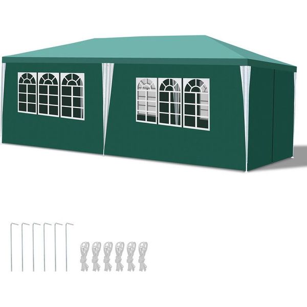 Tenda Da Giardino Gazebo Yakimz - Pratica Tenda Da Spiaggia, Facile Da Montare Con Easy-Klett, Ideale Per Feste Verde 3X6M-image