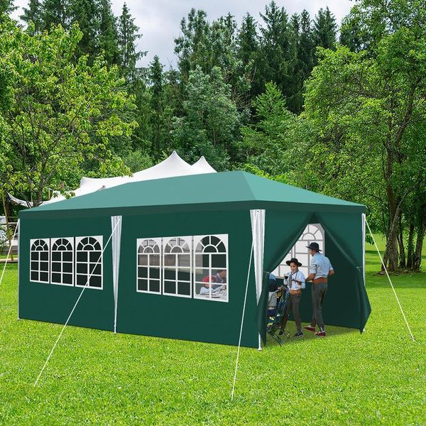 Tolletour Gazebo Da Giardino - Pratica Tenda Da Spiaggia, Facile Da Montare Con Easy-Klett, Ideale Per Feste Verde 3X6M-image