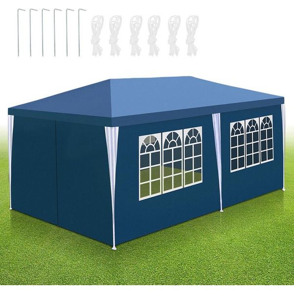 Izrielar 3 X 6 M Tenda Da Giardino Impermeabile, Gazebo E Tende Per Feste Con 5 Lati Per Campeggio / Giardino / Matrimonio / Spiaggia, Blu-image