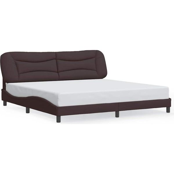 Giroletto Con Testiera In Tessuto Marrone Scuro 200X200 Cm-image