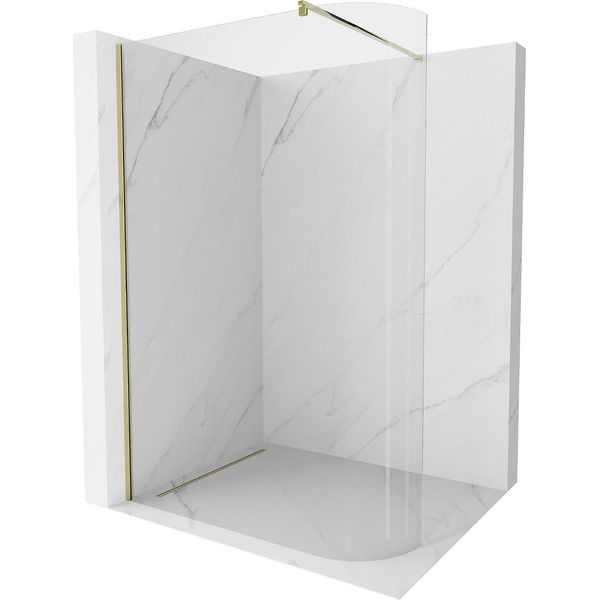 Mexen Kioto-R Parete Doccia Curvata Walk-In 140 X 200 Cm, Trasparente 8 Mm, Oro - 800-140-101-50-06-image