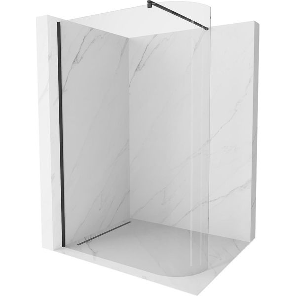 Mexen Kioto-R Parete Doccia Curva Walk-In 80 X 200 Cm, Trasparente 8 Mm, Nero - 800-080-101-70-06-image