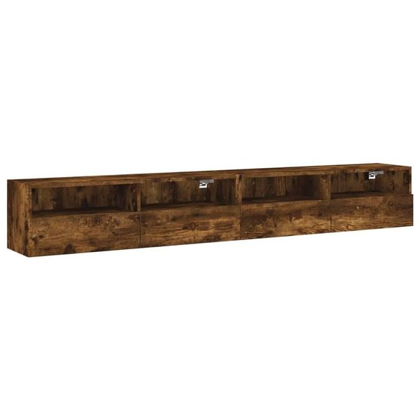 Pensili Tv 2 Pz. Rovere Fumé 100X30X30 Cm Materiale A Base Di Legno-image