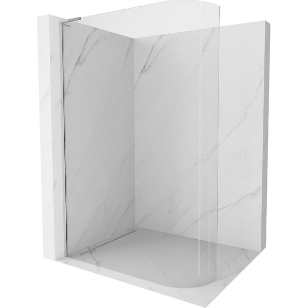 Mexen Kioto-R L Parete Doccia Arrotondata Walk-In 90 X 200 Cm, Trasparente, Cromo - 800-090-103-01-06-image